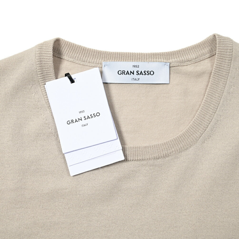 24SS GRAN SASSO コットン100% クルーネックハイゲージニットTシャツ｜GUARDAROBA MILANO OFFICIAL STORE