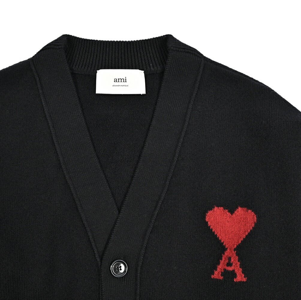 25 - 26AW AMI PARIS ヴァージンウール100% ワンポイントロゴニットカーディガン｜426518｜GUARDAROBA MILANO OFFICIAL STORE