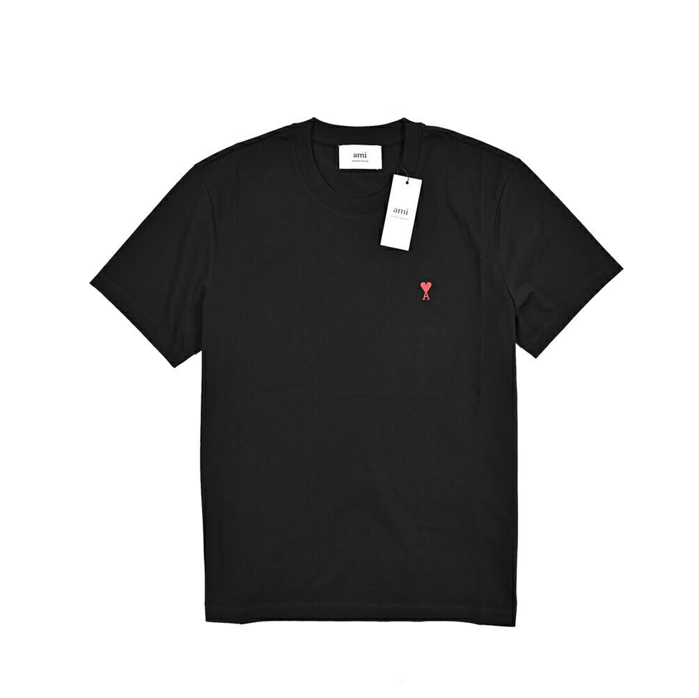アミパリス ブラック Tシャツ S AMI PARIS (アミパリス) エンボスロゴ クルーネック 半袖 Tシャツ