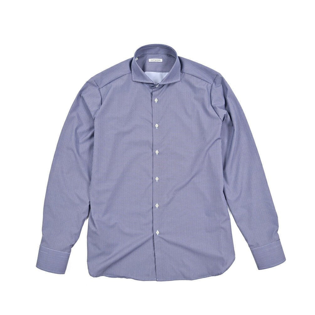 【極美品】GUY ROVER ホリゾンタルカラー ドレスシャツ 3XL グレー GUY ROVER ギローバー ⁄ ストレッチナイロン ホリゾンタルカラードレス