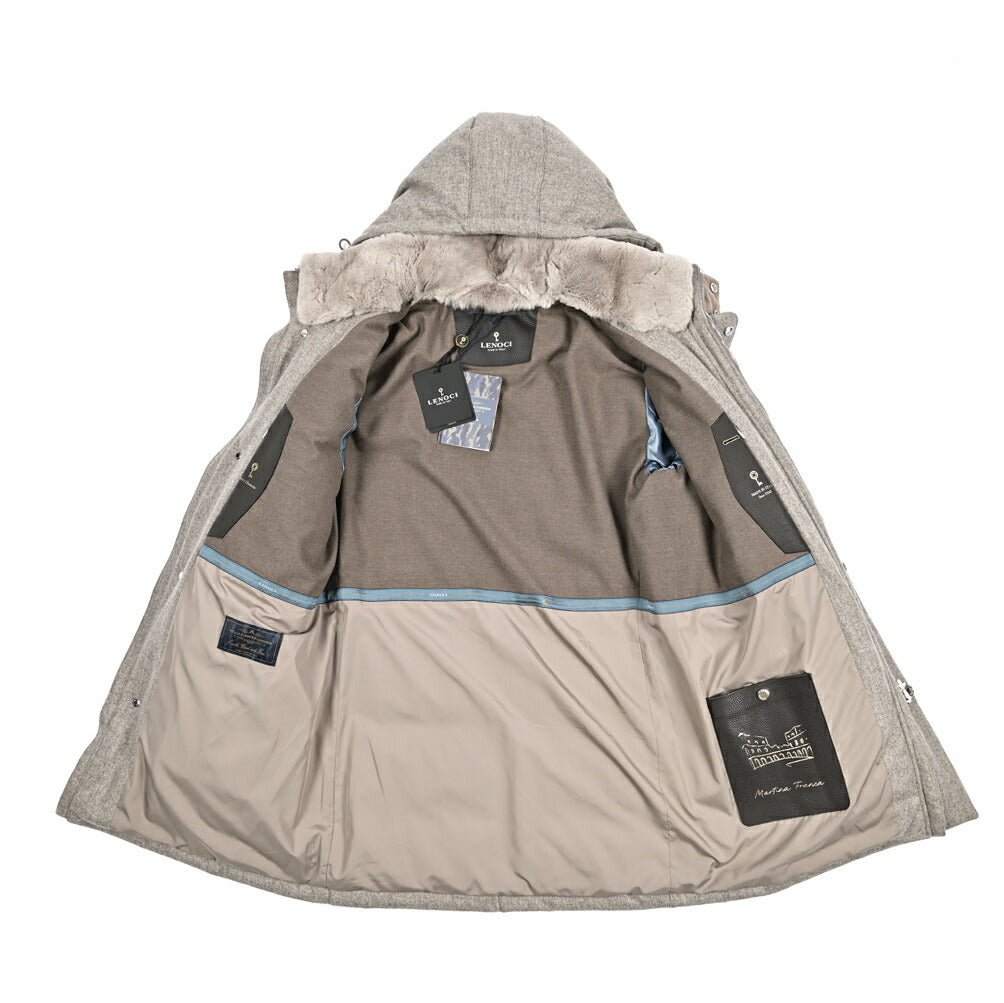 25 - 26AW LENOCI 着脱可能フード付 中綿コート 防水透湿仕様 カノニコ製生地｜434074-44｜GUARDAROBA MILANO OFFICIAL STORE