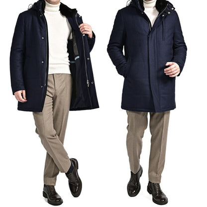 25 - 26AW LENOCI 着脱可能フード付 中綿コート 防水透湿仕様 カノニコ製生地｜434084-44｜GUARDAROBA MILANO OFFICIAL STORE