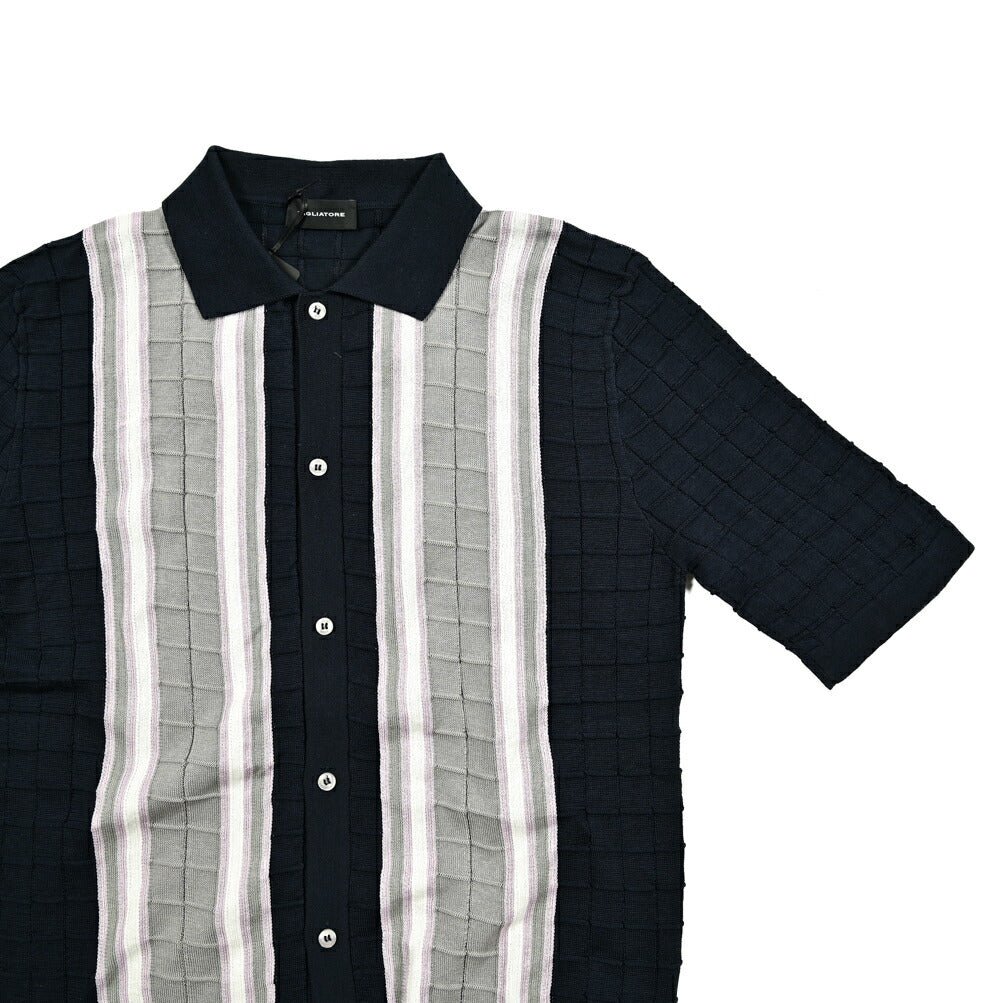 25SS TAGLIATORE コットン100% 半袖ハイゲージ ニットシャツ｜416415｜GUARDAROBA MILANO OFFICIAL STORE