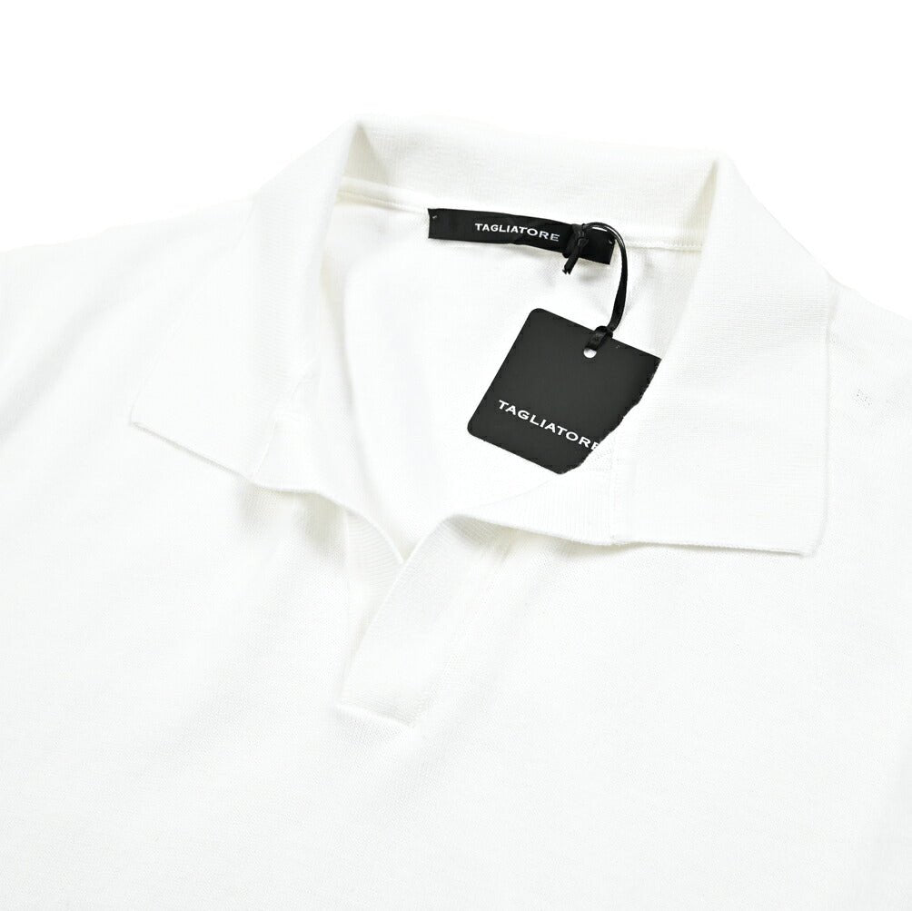 25SS TAGLIATORE コットン100% 半袖ニットスキッパーポロシャツ｜416411｜GUARDAROBA MILANO OFFICIAL STORE
