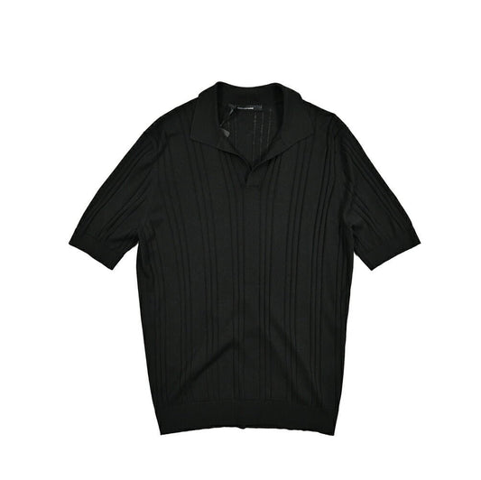 25SS TAGLIATORE シルク100% リブニット半袖スキッパーポロシャツ｜416323｜GUARDAROBA MILANO OFFICIAL STORE