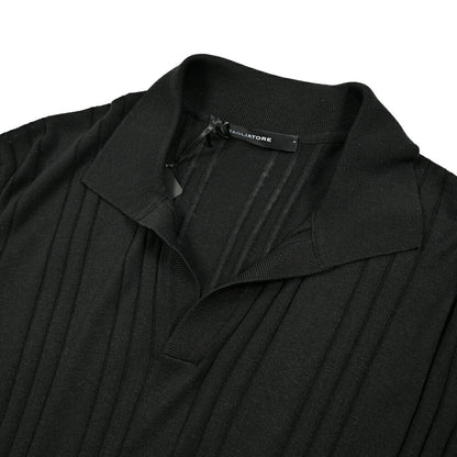 25SS TAGLIATORE シルク100% リブニット半袖スキッパーポロシャツ｜GUARDAROBA MILANO OFFICIAL STORE