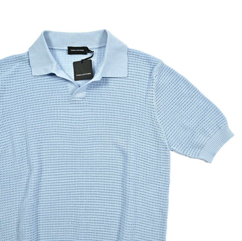 25SS TAGLIATORE コットン100% 半袖ニットスキッパーポロシャツ｜GUARDAROBA MILANO OFFICIAL STORE