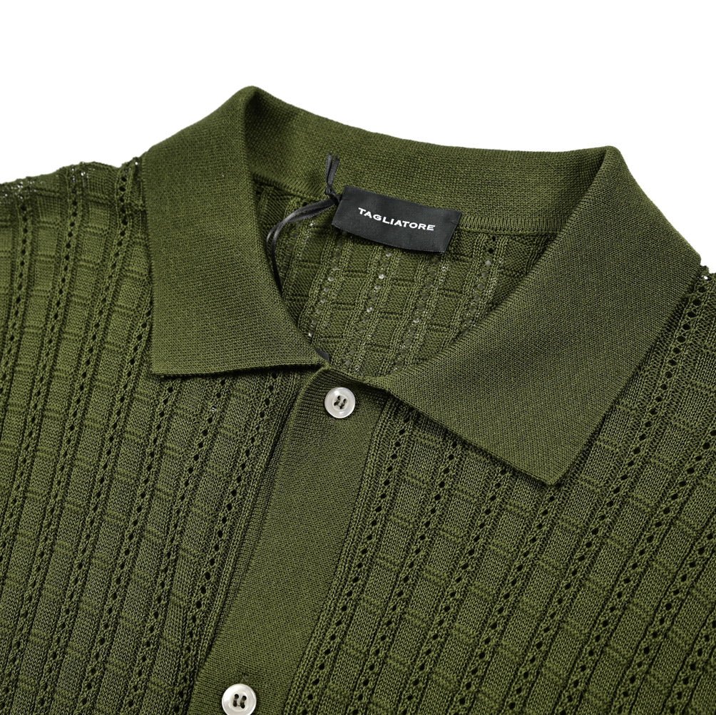 25SS TAGLIATORE コットン100% 半袖ニットシャツ｜416320｜GUARDAROBA MILANO OFFICIAL STORE