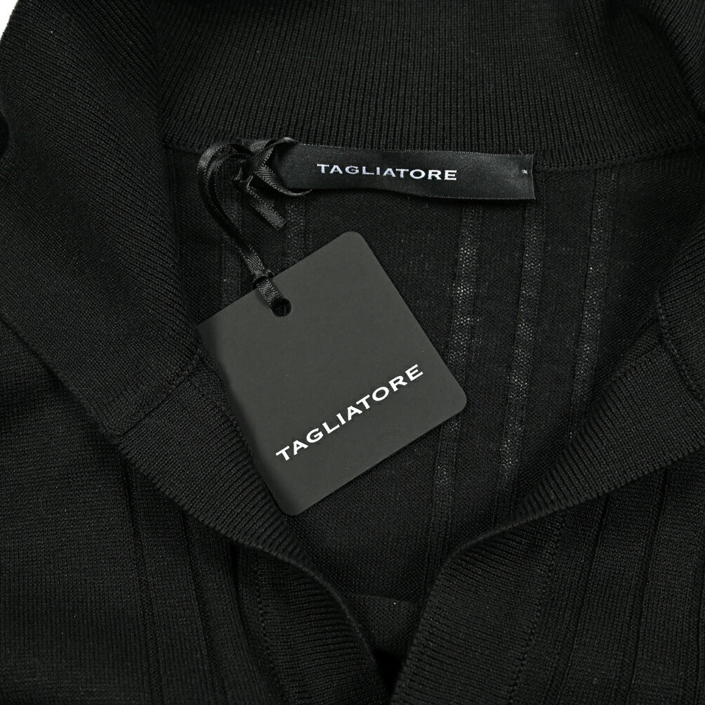25SS TAGLIATORE シルク100% リブニット半袖スキッパーポロシャツ｜GUARDAROBA MILANO OFFICIAL STORE