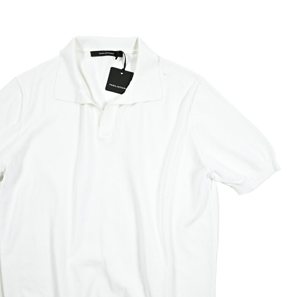 25SS TAGLIATORE コットン100% 半袖ニットスキッパーポロシャツ｜416411｜GUARDAROBA MILANO OFFICIAL STORE
