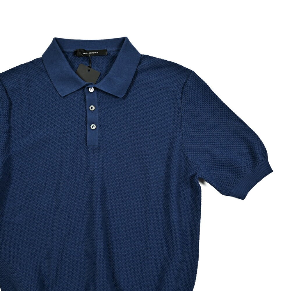 25SS TAGLIATORE コットン100% ワッフル編み半袖ニットポロシャツ｜416412｜GUARDAROBA MILANO OFFICIAL STORE