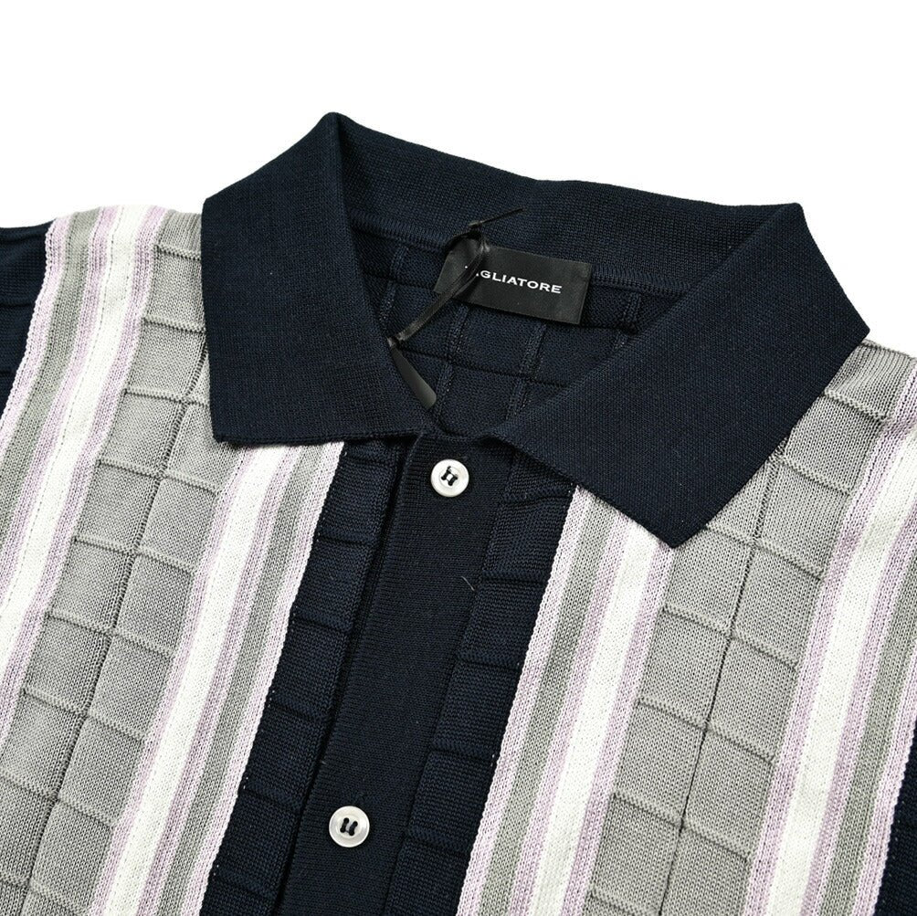 25SS TAGLIATORE コットン100% 半袖ハイゲージ ニットシャツ｜416415｜GUARDAROBA MILANO OFFICIAL STORE