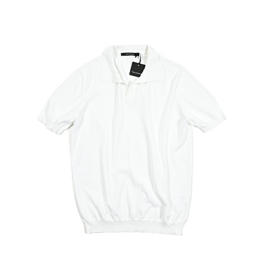 25SS TAGLIATORE コットン100% 半袖ニットスキッパーポロシャツ｜416411｜GUARDAROBA MILANO OFFICIAL STORE
