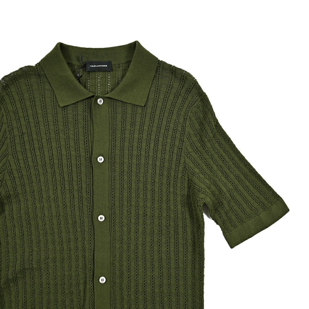 25SS TAGLIATORE コットン100% 半袖ニットシャツ｜416320｜GUARDAROBA MILANO OFFICIAL STORE