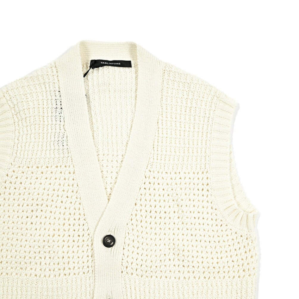 25SS TAGLIATORE コットン100% Vネックローゲージニットベスト｜416407｜GUARDAROBA MILANO OFFICIAL STORE