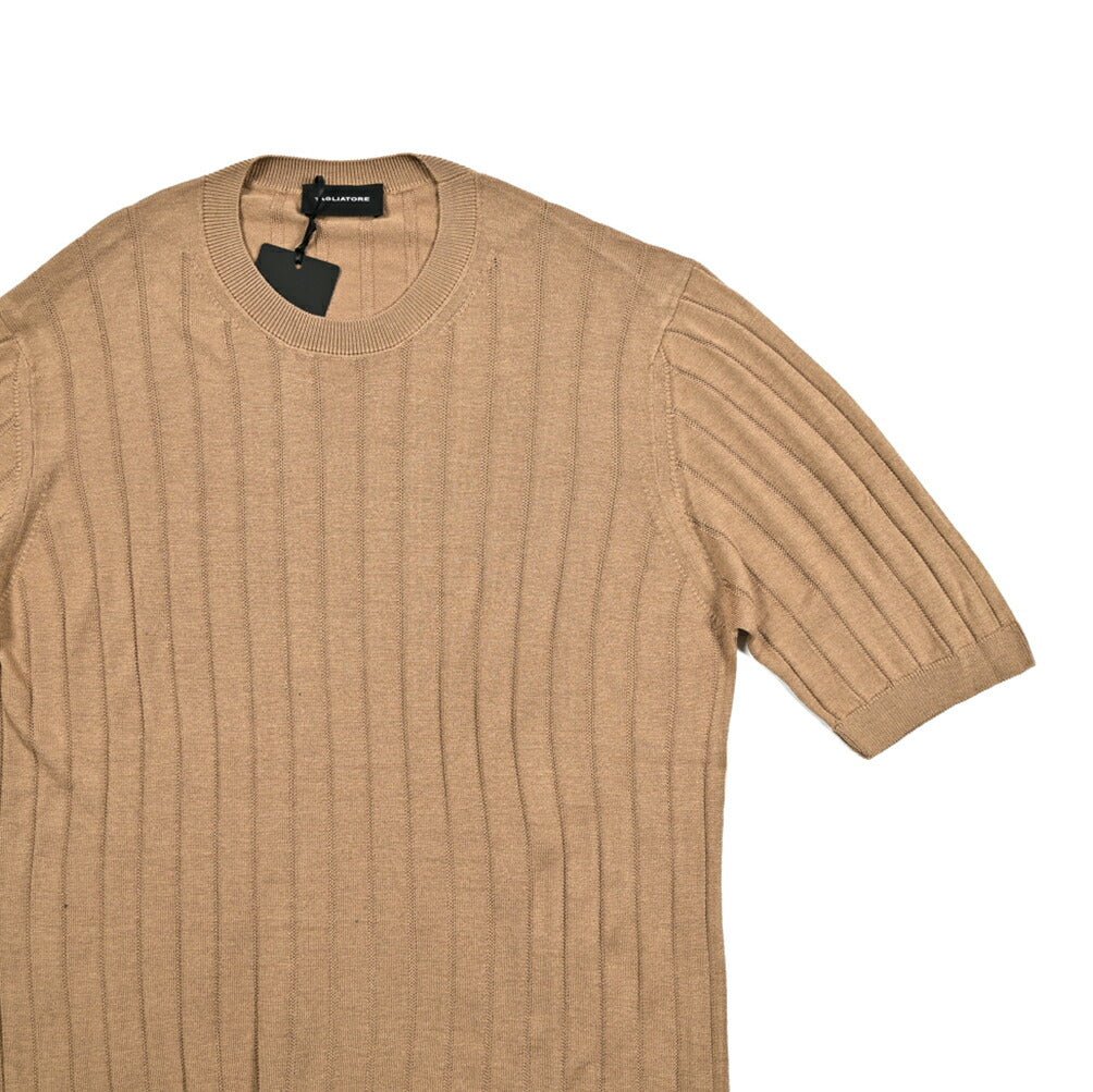 25SS TAGLIATORE シルクレーヨン リブニット半袖Tシャツ｜416402｜GUARDAROBA MILANO OFFICIAL STORE