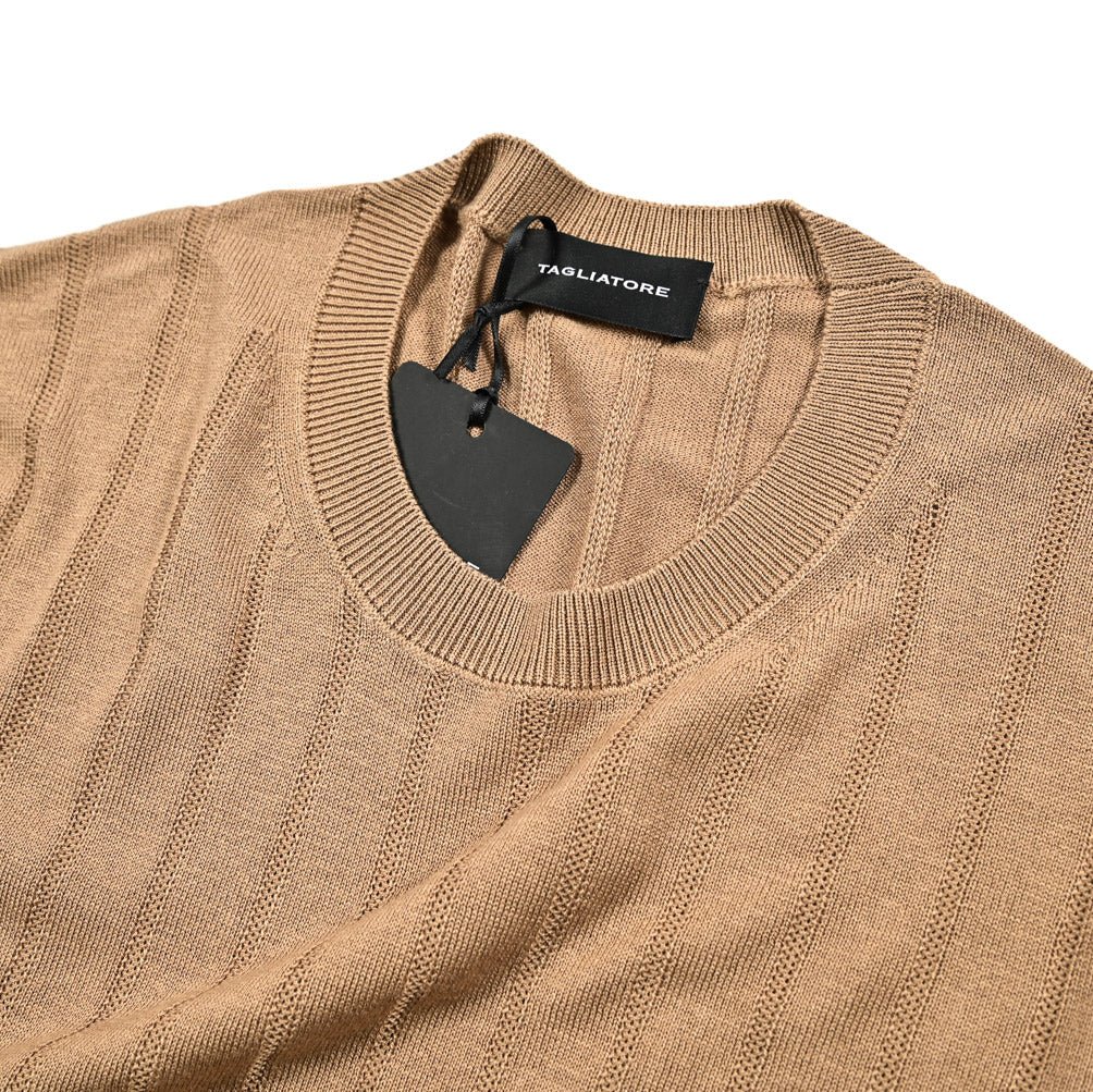 25SS TAGLIATORE シルクレーヨン リブニット半袖Tシャツ｜416402｜GUARDAROBA MILANO OFFICIAL STORE