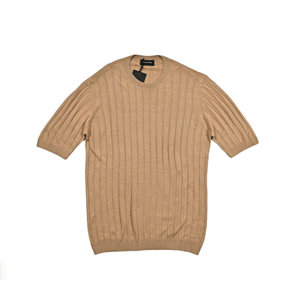 25SS TAGLIATORE シルクレーヨン リブニット半袖Tシャツ｜416402｜GUARDAROBA MILANO OFFICIAL STORE