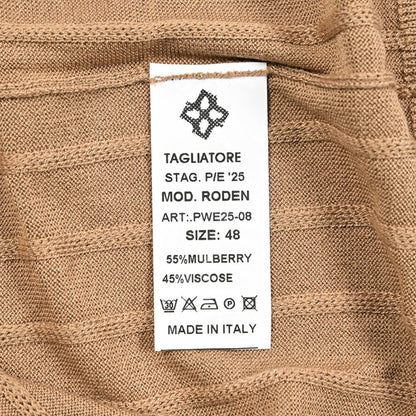 25SS TAGLIATORE シルクレーヨン リブニット半袖Tシャツ｜416402｜GUARDAROBA MILANO OFFICIAL STORE