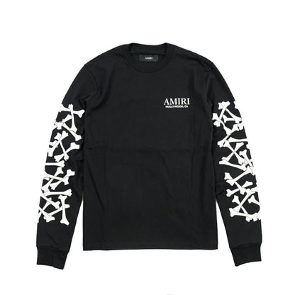 26 - 27AW AMIRI “BONES STACKED LONG SLEEVE TEE” コットン100% 長袖ロゴTシャツ ブラック S | GUARDAROBA MILANO OFFICIAL STORE