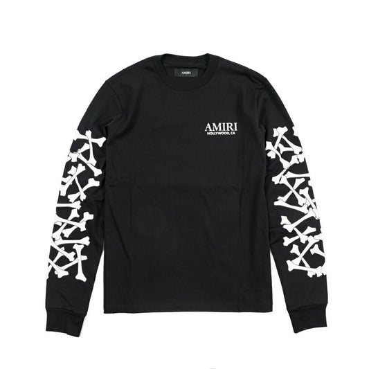 26 - 27AW AMIRI “BONES STACKED LONG SLEEVE TEE” コットン100% 長袖ロゴTシャツ ブラック S | GUARDAROBA MILANO OFFICIAL STORE