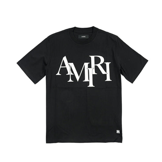 26 - 27AW AMIRI “STAGGERED LOGO TEE” コットン100% 半袖ロゴTシャツ ブラック S | GUARDAROBA MILANO OFFICIAL STORE