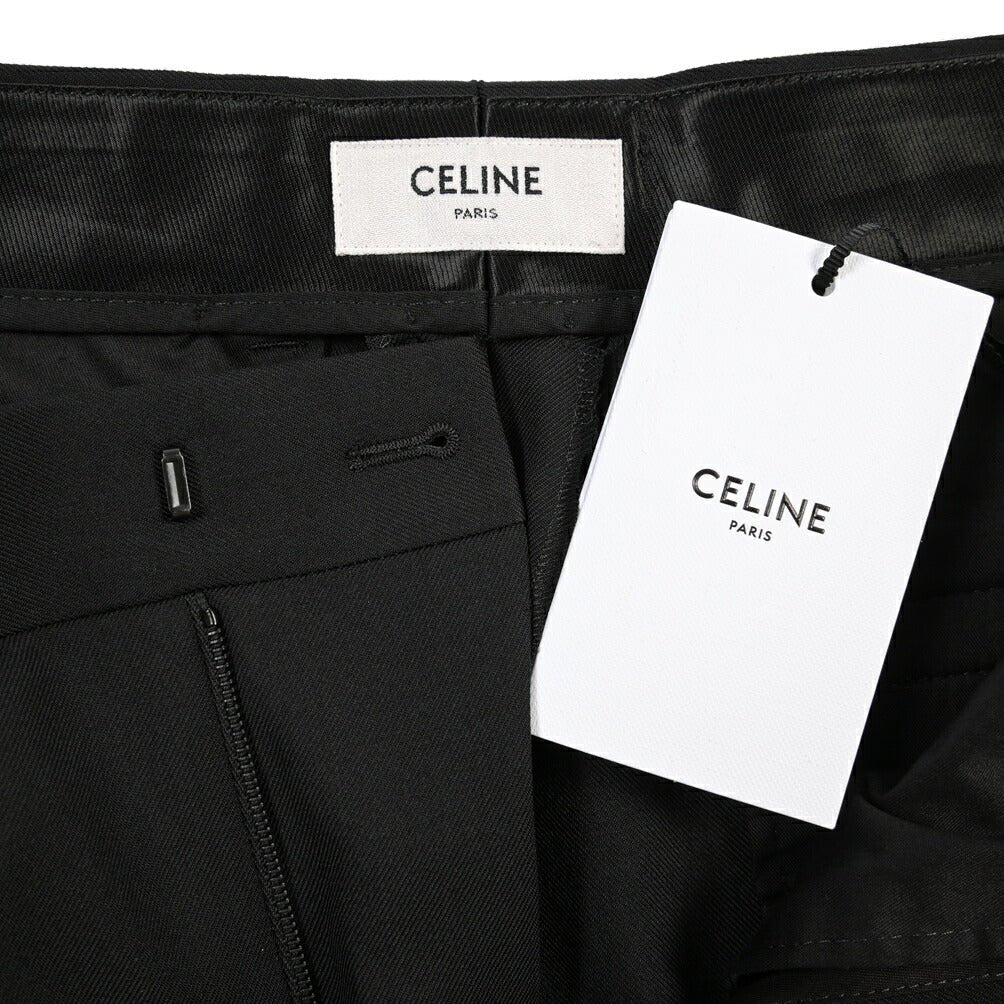 26-27AW CELINE ウール100% ノータックワイドスラックス ブラック 46 | GUARDAROBA MILANO OFFICIAL STORE