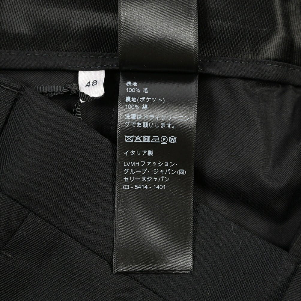 26-27AW CELINE ウール100% ノータックワイドスラックス ブラック 46 | GUARDAROBA MILANO OFFICIAL STORE