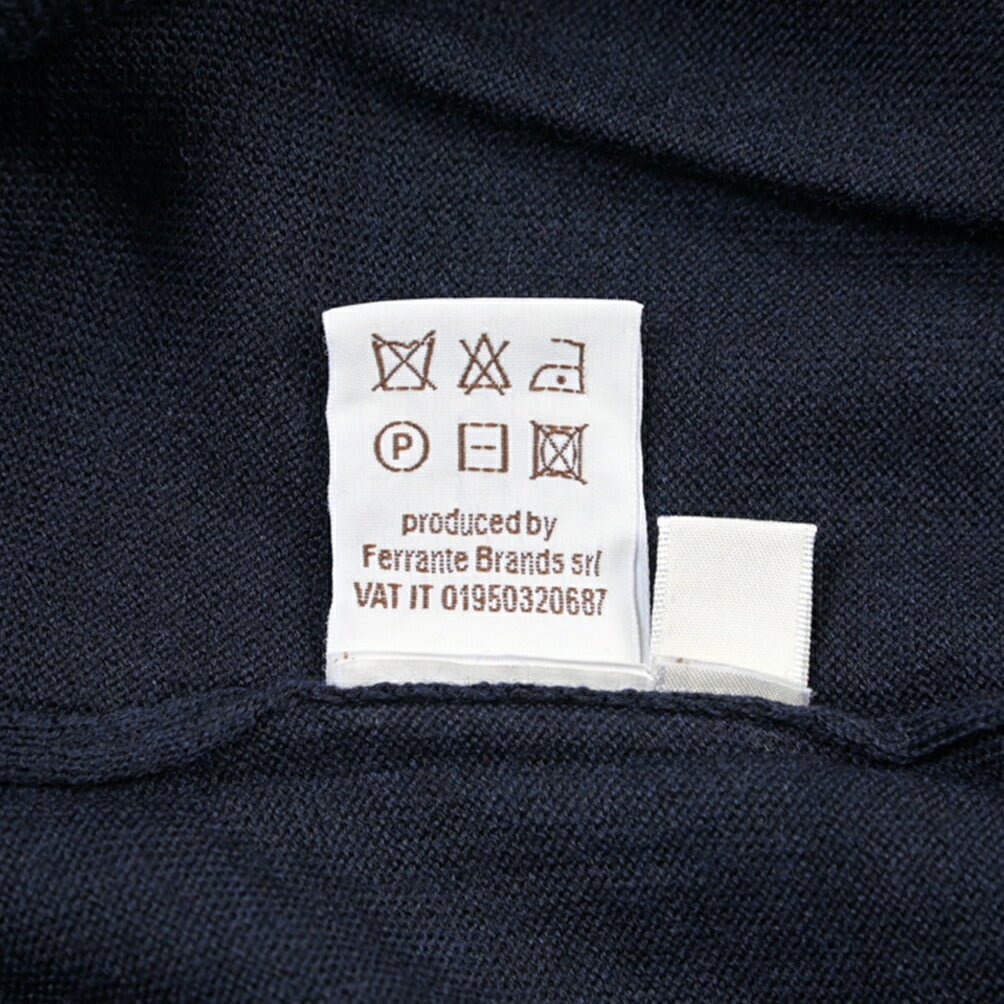 26 - 27AW FILIPPO DE LAURENTIIS メリノウール100% モックネックニットセーター / SUPERFINE 120's ネイビー 46 | GUARDAROBA MILANO OFFICIAL STORE