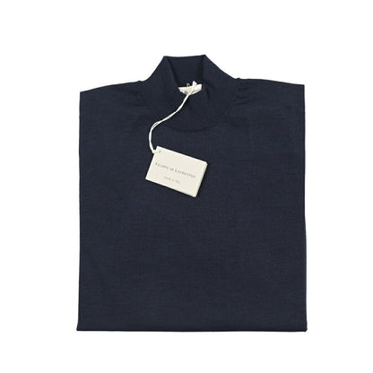 26 - 27AW FILIPPO DE LAURENTIIS メリノウール100% モックネックニットセーター / SUPERFINE 120's ネイビー 46 | GUARDAROBA MILANO OFFICIAL STORE
