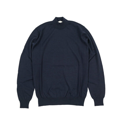 26 - 27AW FILIPPO DE LAURENTIIS メリノウール100% モックネックニットセーター / SUPERFINE 120's ネイビー 46 | GUARDAROBA MILANO OFFICIAL STORE