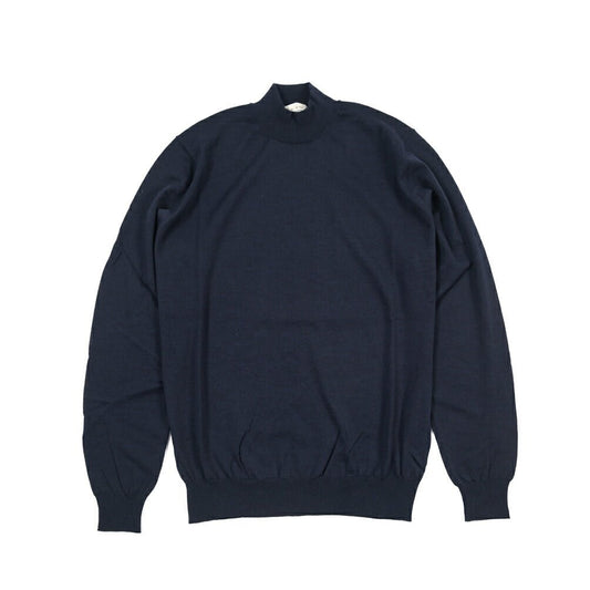 26 - 27AW FILIPPO DE LAURENTIIS メリノウール100% モックネックニットセーター / SUPERFINE 120's ネイビー 46 | GUARDAROBA MILANO OFFICIAL STORE
