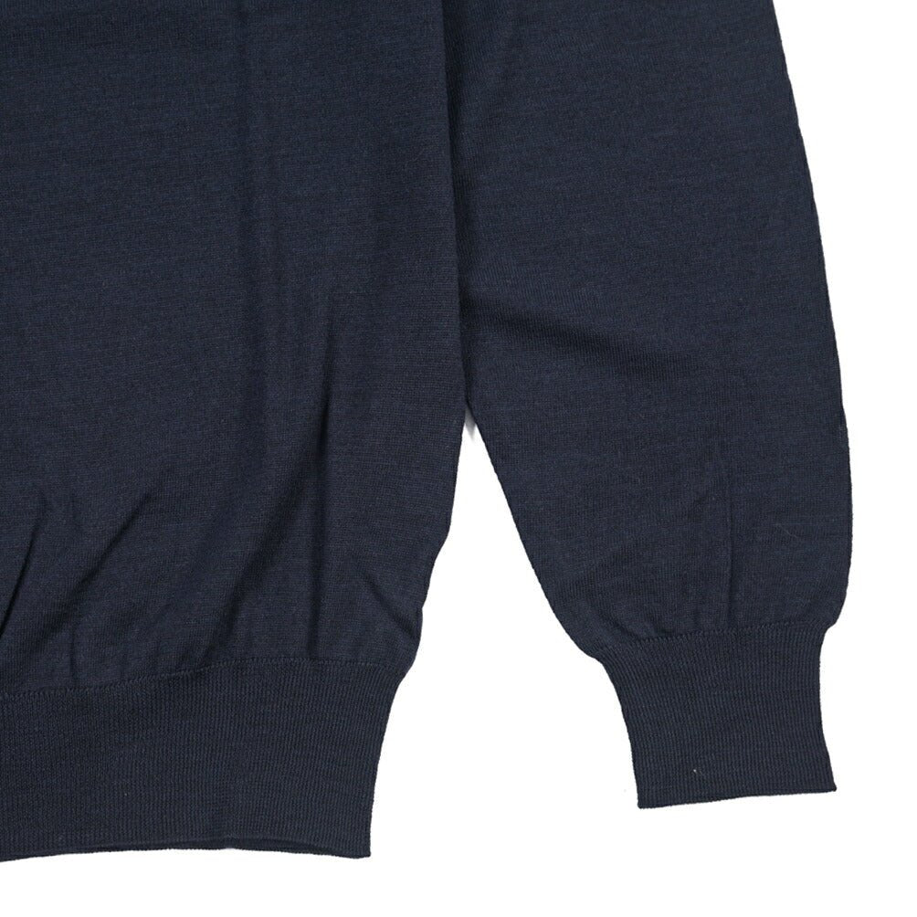 26 - 27AW FILIPPO DE LAURENTIIS メリノウール100% モックネックニットセーター / SUPERFINE 120's ネイビー 46 | GUARDAROBA MILANO OFFICIAL STORE