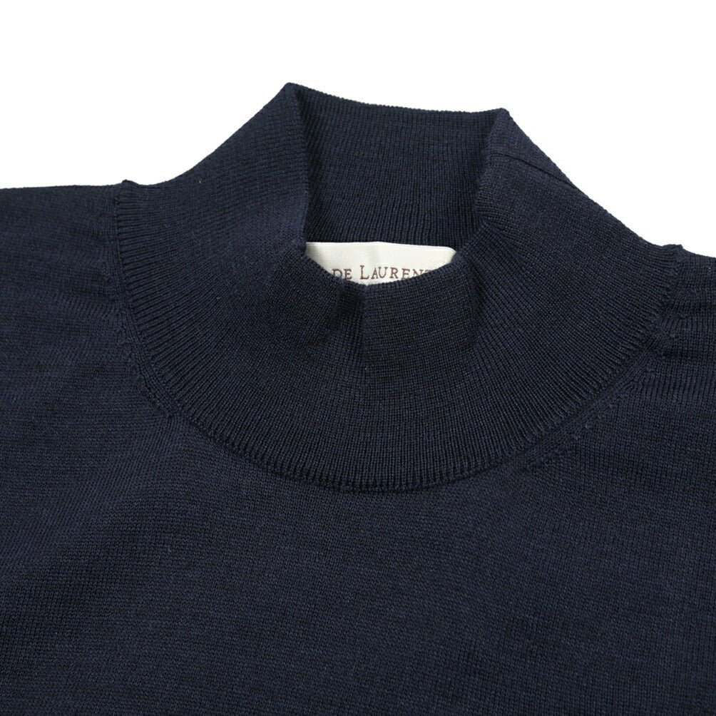 26 - 27AW FILIPPO DE LAURENTIIS メリノウール100% モックネックニットセーター / SUPERFINE 120's ネイビー 46 | GUARDAROBA MILANO OFFICIAL STORE
