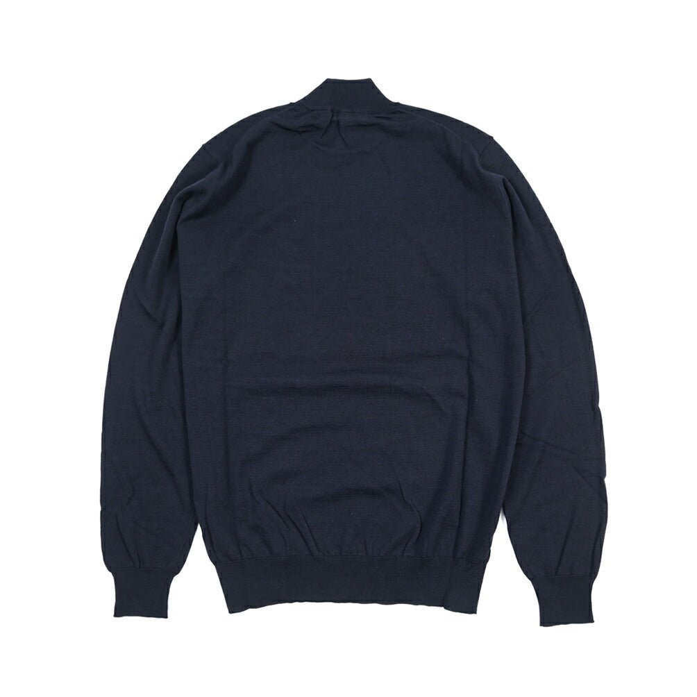 26 - 27AW FILIPPO DE LAURENTIIS メリノウール100% モックネックニットセーター / SUPERFINE 120's ネイビー 46 | GUARDAROBA MILANO OFFICIAL STORE