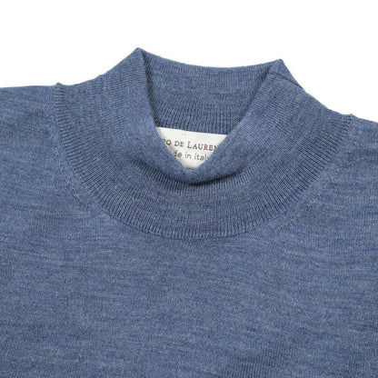 26 - 27AW FILIPPO DE LAURENTIIS メリノウール100% モックネックニットセーター / SUPERFINE 120's ブルーグレー 46 | GUARDAROBA MILANO OFFICIAL STORE