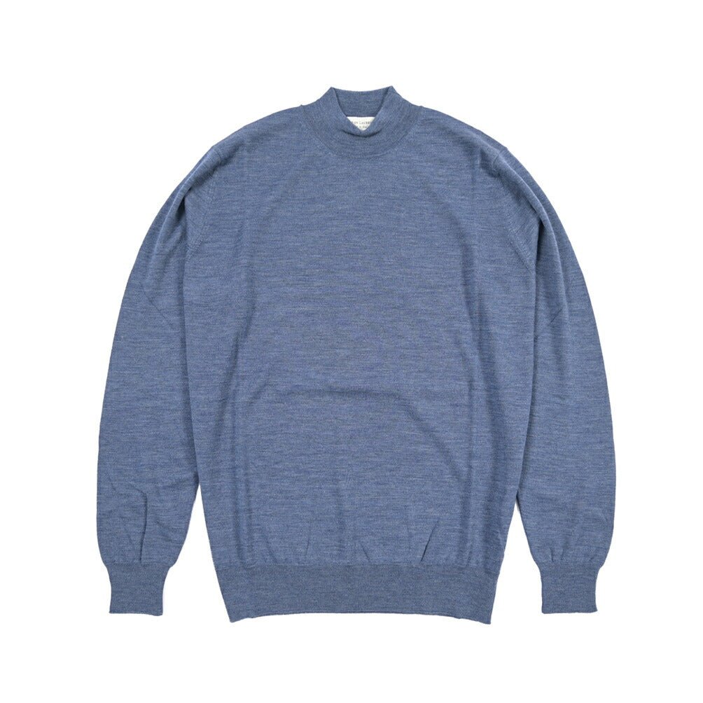 26 - 27AW FILIPPO DE LAURENTIIS メリノウール100% モックネックニットセーター / SUPERFINE 120's ブルーグレー 46 | GUARDAROBA MILANO OFFICIAL STORE