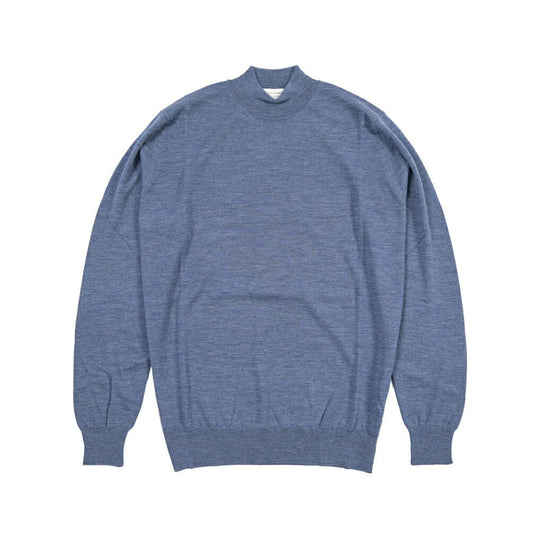 26 - 27AW FILIPPO DE LAURENTIIS メリノウール100% モックネックニットセーター / SUPERFINE 120's ブルーグレー 46 | GUARDAROBA MILANO OFFICIAL STORE