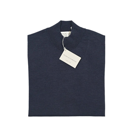 26 - 27AW FILIPPO DE LAURENTIIS メリノウール100% モックネックニットセーター / SUPERFINE 120's ネイビー 46 | GUARDAROBA MILANO OFFICIAL STORE