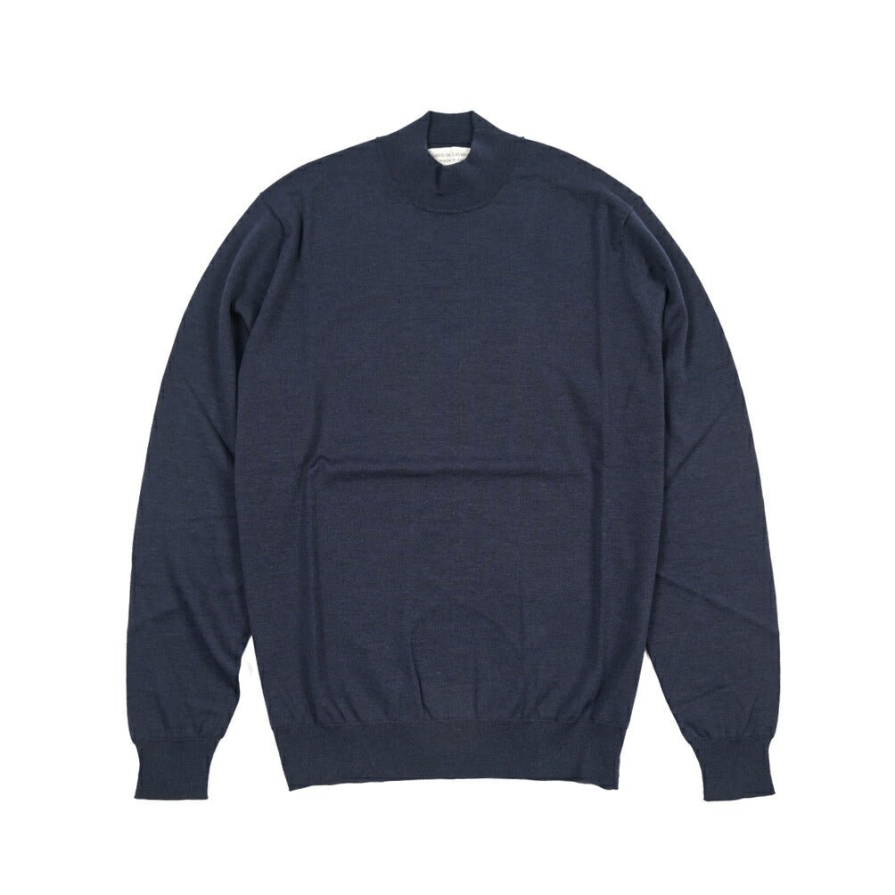 26 - 27AW FILIPPO DE LAURENTIIS メリノウール100% モックネックニットセーター / SUPERFINE 120's ネイビー 46 | GUARDAROBA MILANO OFFICIAL STORE