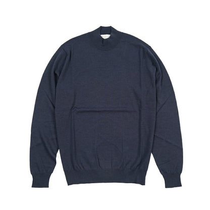 26 - 27AW FILIPPO DE LAURENTIIS メリノウール100% モックネックニットセーター / SUPERFINE 120's ネイビー 46 | GUARDAROBA MILANO OFFICIAL STORE