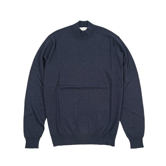 26 - 27AW FILIPPO DE LAURENTIIS メリノウール100% モックネックニットセーター / SUPERFINE 120's ネイビー 46 | GUARDAROBA MILANO OFFICIAL STORE