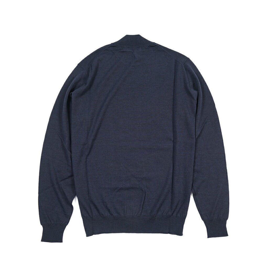26 - 27AW FILIPPO DE LAURENTIIS メリノウール100% モックネックニットセーター / SUPERFINE 120's ネイビー 46 | GUARDAROBA MILANO OFFICIAL STORE