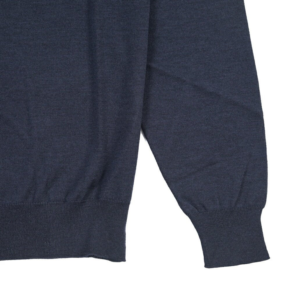 26 - 27AW FILIPPO DE LAURENTIIS メリノウール100% モックネックニットセーター / SUPERFINE 120's ネイビー 46 | GUARDAROBA MILANO OFFICIAL STORE