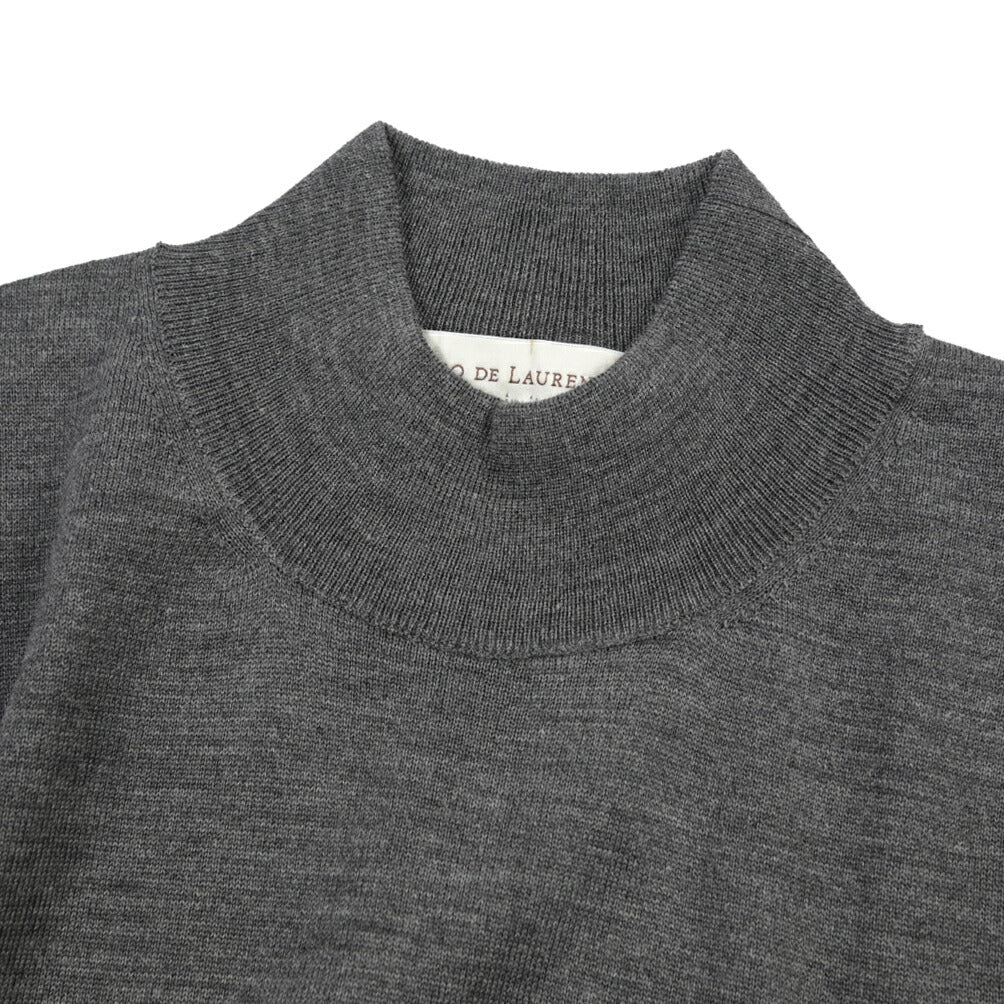 26 - 27AW FILIPPO DE LAURENTIIS メリノウール100% モックネックニットセーター / SUPERFINE 120's グレー 46 | GUARDAROBA MILANO OFFICIAL STORE