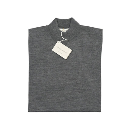 26 - 27AW FILIPPO DE LAURENTIIS メリノウール100% モックネックニットセーター / SUPERFINE 120's グレー 46 | GUARDAROBA MILANO OFFICIAL STORE