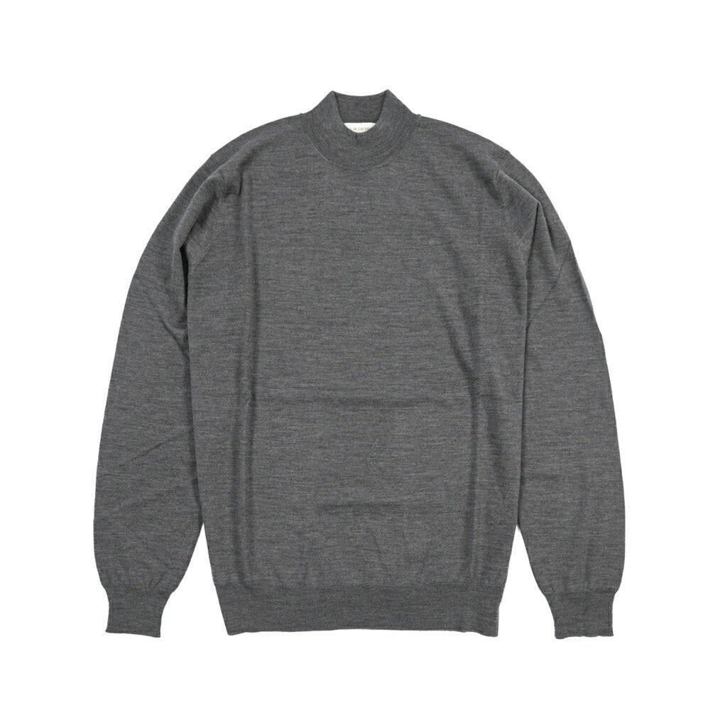 26 - 27AW FILIPPO DE LAURENTIIS メリノウール100% モックネックニットセーター / SUPERFINE 120's グレー 46 | GUARDAROBA MILANO OFFICIAL STORE