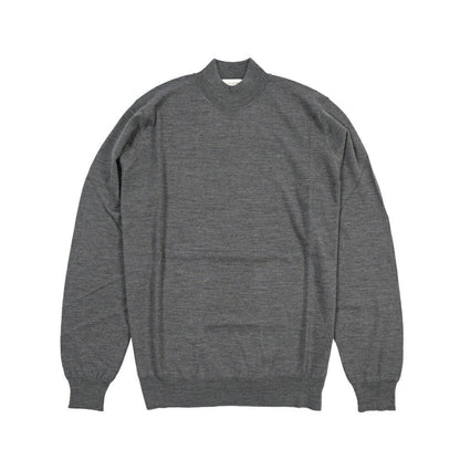 26 - 27AW FILIPPO DE LAURENTIIS メリノウール100% モックネックニットセーター / SUPERFINE 120's グレー 46 | GUARDAROBA MILANO OFFICIAL STORE