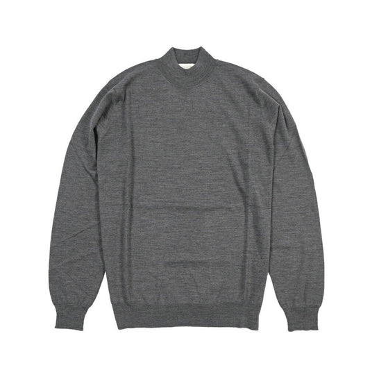 26 - 27AW FILIPPO DE LAURENTIIS メリノウール100% モックネックニットセーター / SUPERFINE 120's グレー 46 | GUARDAROBA MILANO OFFICIAL STORE