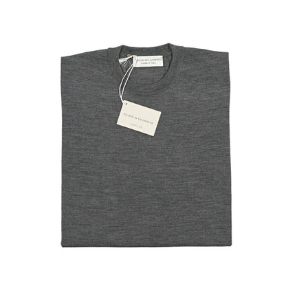 26 - 27AW FILIPPO DE LAURENTIIS メリノウール100% クルーネックニットセーター / SUPERFINE 120's グレー 48 | GUARDAROBA MILANO OFFICIAL STORE